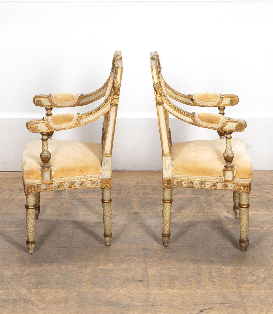Fine Pair of 19th Century French Gilded and Painted Childrens Salon Chairs