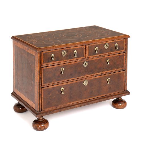 17th Century Oyster Laburnum Low Chest of drawers