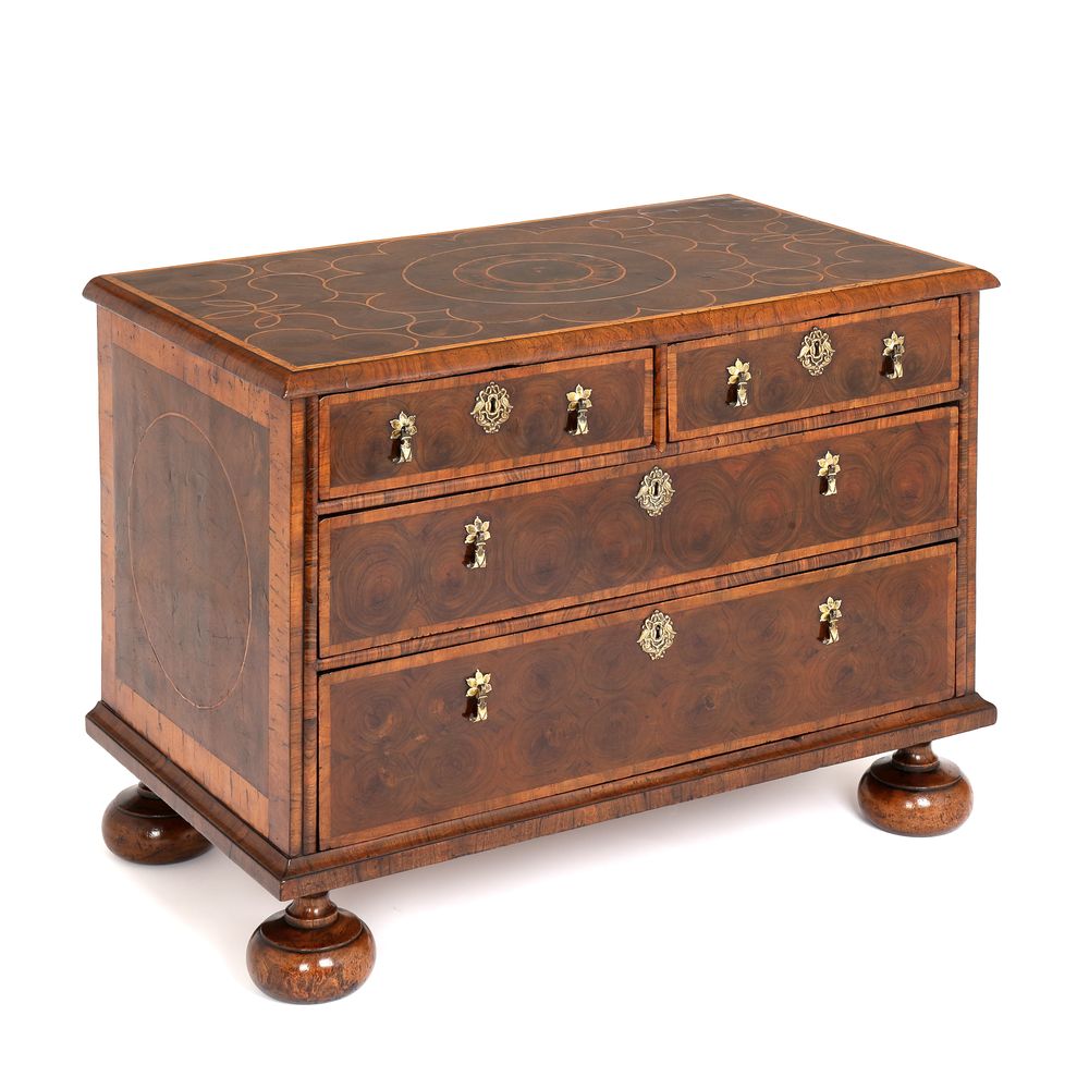 17th Century Oyster Laburnum Low Chest of drawers