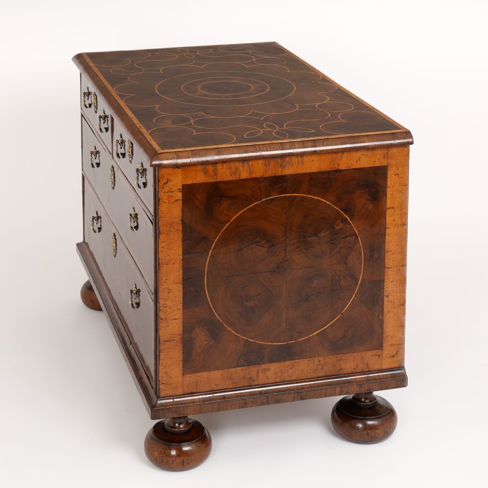 17th Century Oyster Laburnum Low Chest of drawers