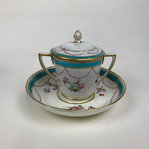 Duesbury Derby Chocolate Cup, Cover and Stand
