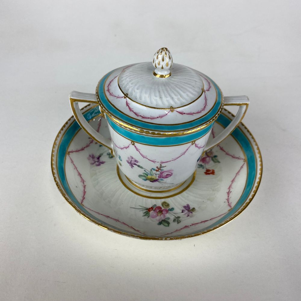 Duesbury Derby Chocolate Cup, Cover and Stand