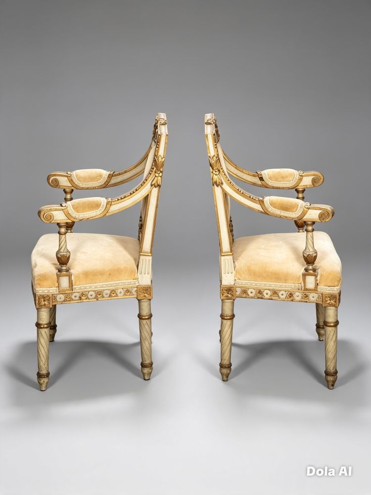 Fine Pair of 19th Century French Gilded and Painted Childrens Salon Chairs