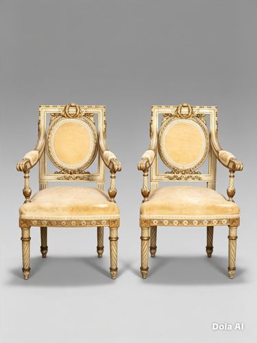 Fine Pair of 19th Century French Gilded and Painted Childrens Salon Chairs