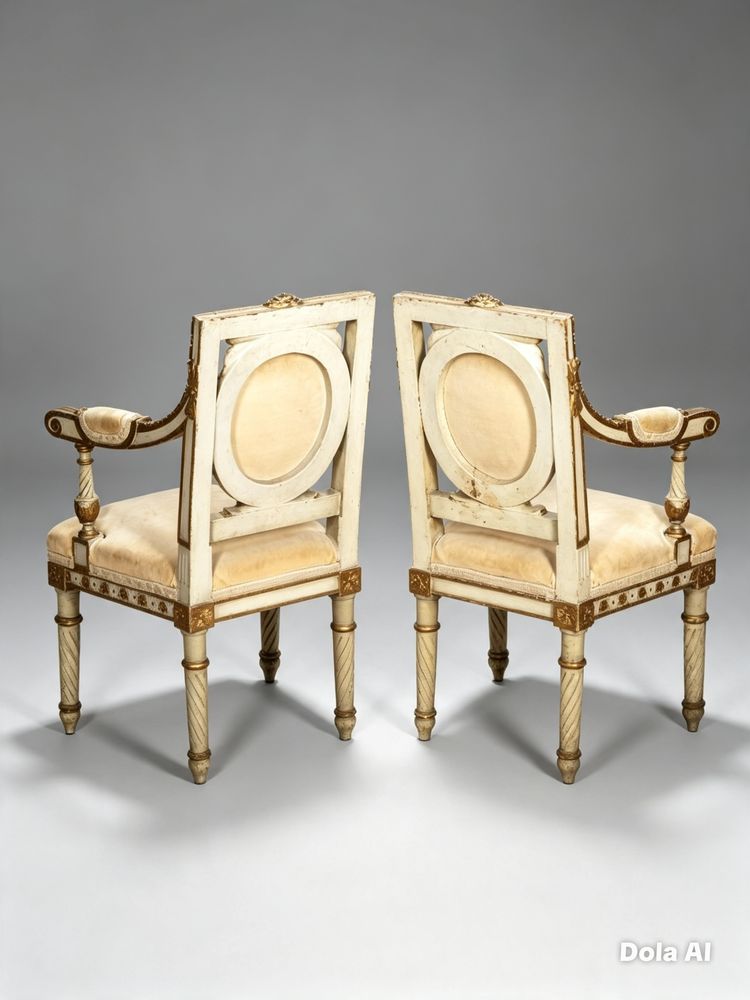 Fine Pair of 19th Century French Gilded and Painted Childrens Salon Chairs