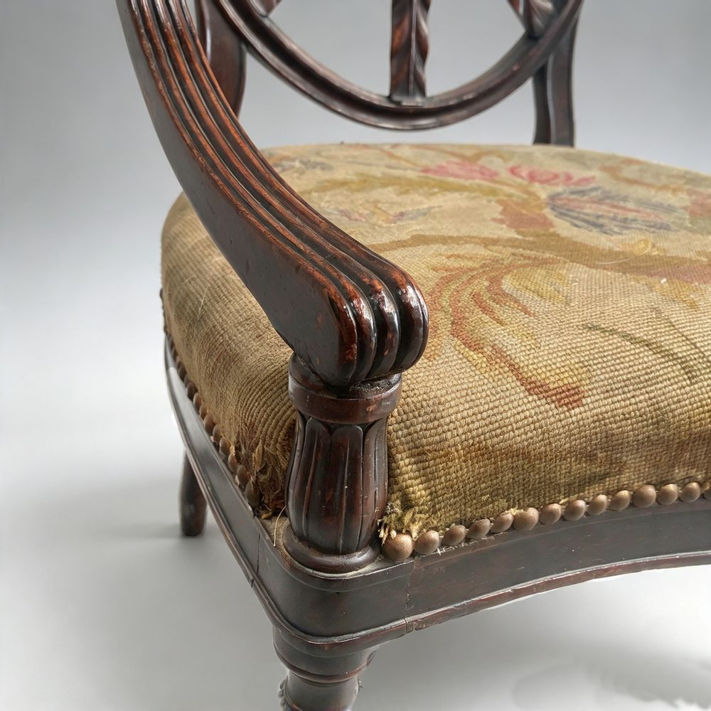 Set of Ten 10 (8+2 arms) Carved Wheelback Mayhew & Ince Dining Chairs 