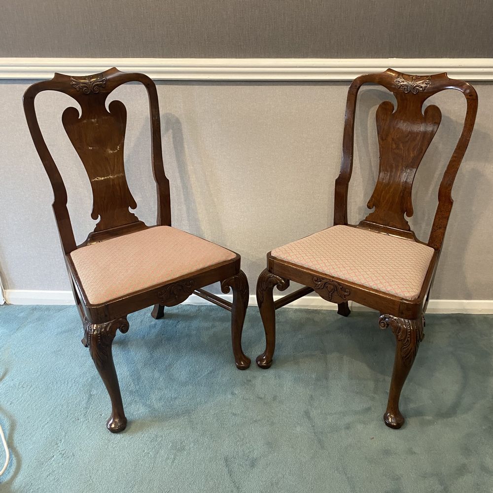 Pair George II Walnut Side Chairs