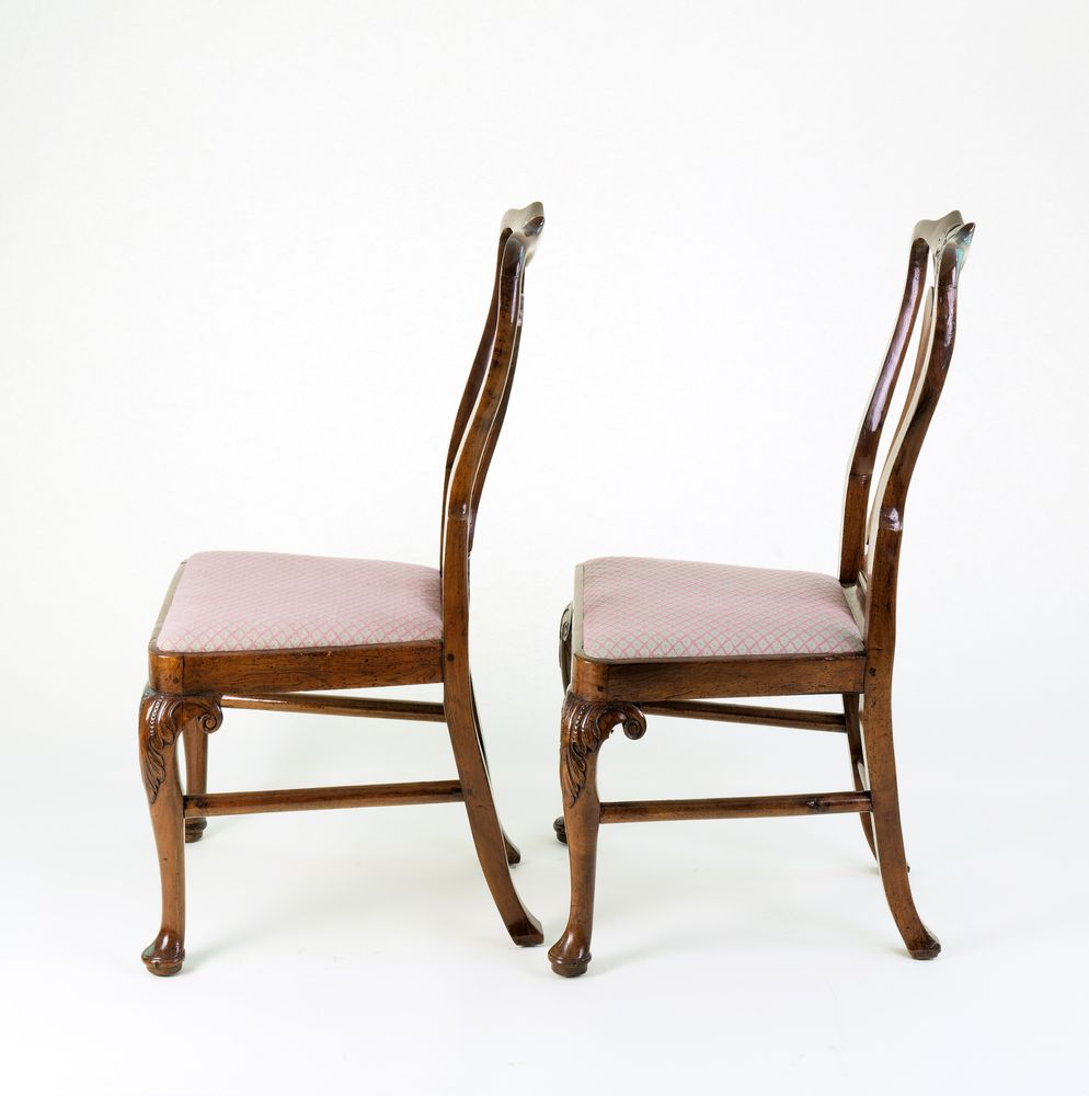 Pair George II Walnut Side Chairs