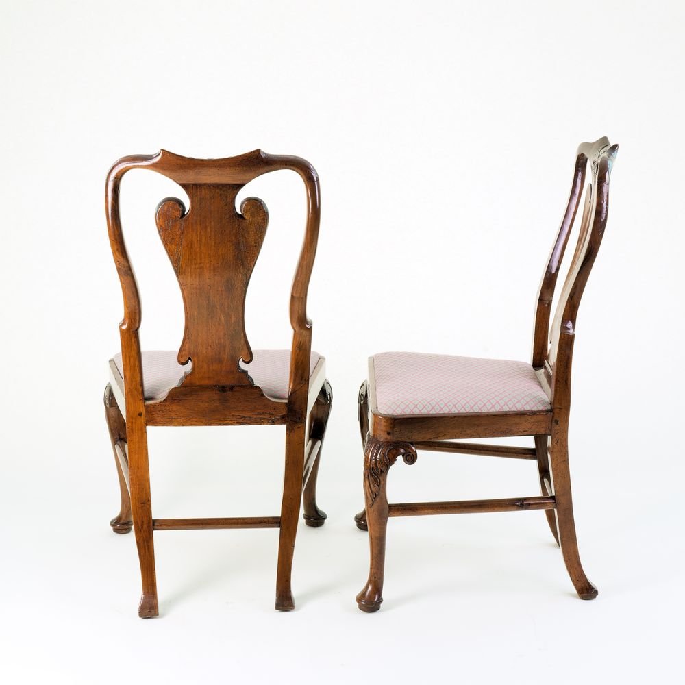 Pair George II Walnut Side Chairs