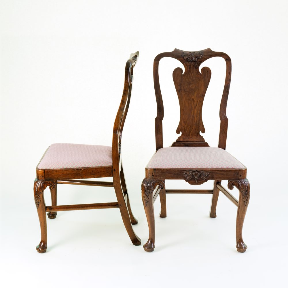 Pair George II Walnut Side Chairs