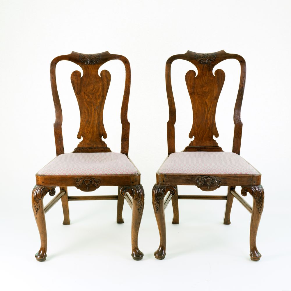 Pair George II Walnut Side Chairs