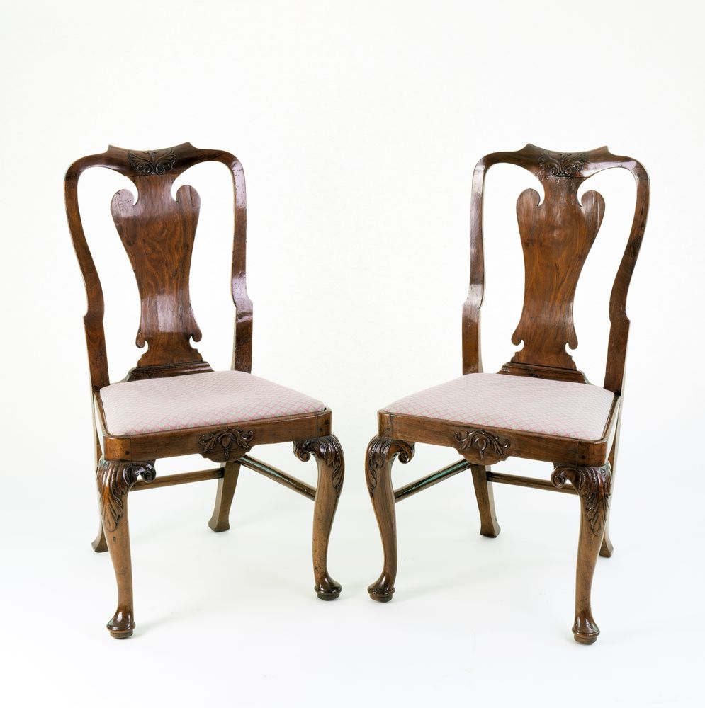 Pair George II Walnut Side Chairs