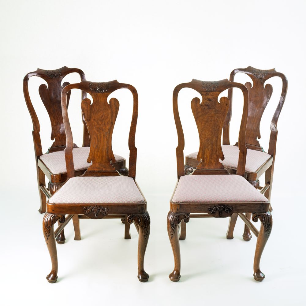 Pair George II Walnut Side Chairs