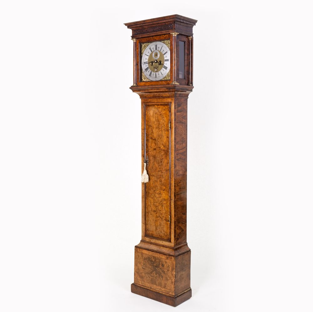 Walnut longcase Clock Langley Bradley 