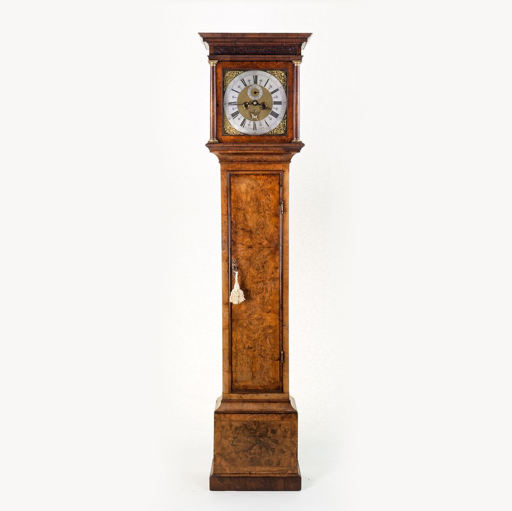 Walnut longcase Clock Langley Bradley 