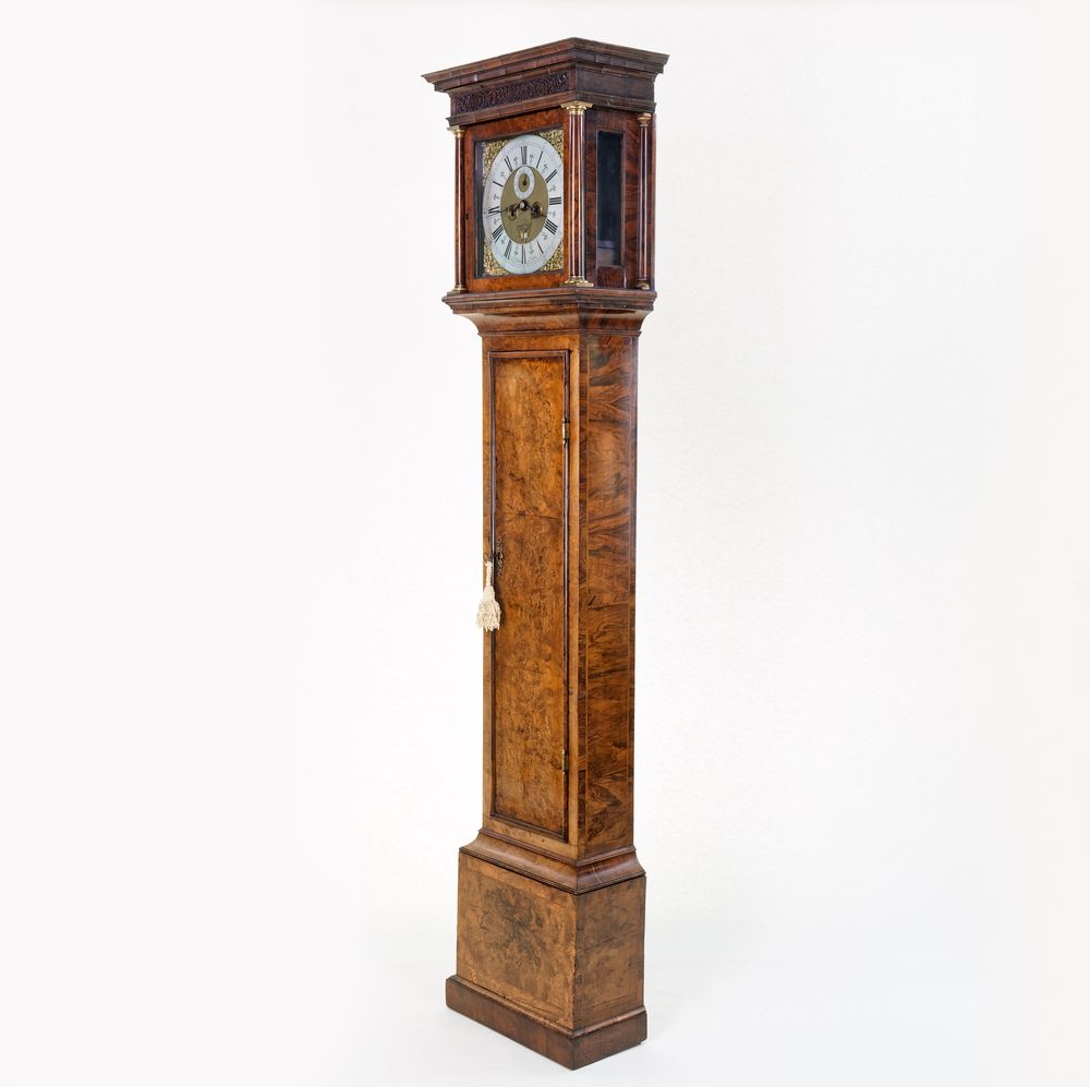 Walnut longcase Clock Langley Bradley 