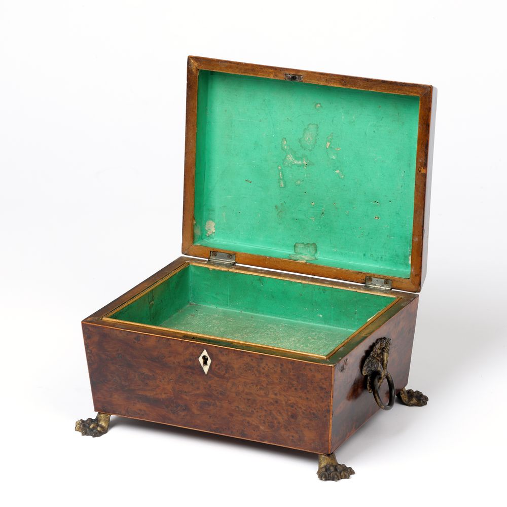 Burr Yew Wood Needlework or Jewellery Box