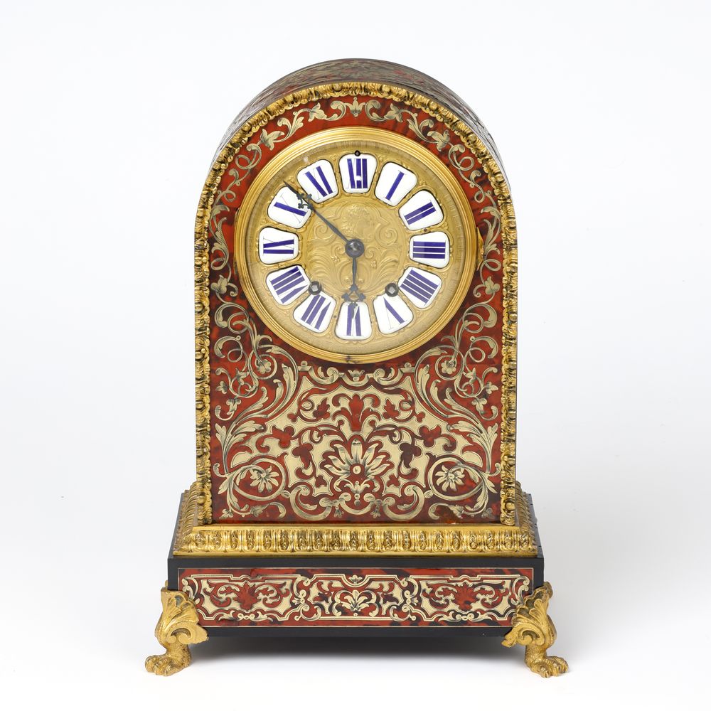 Red Tortoiseshell and Boulle Table or Mantle Clock