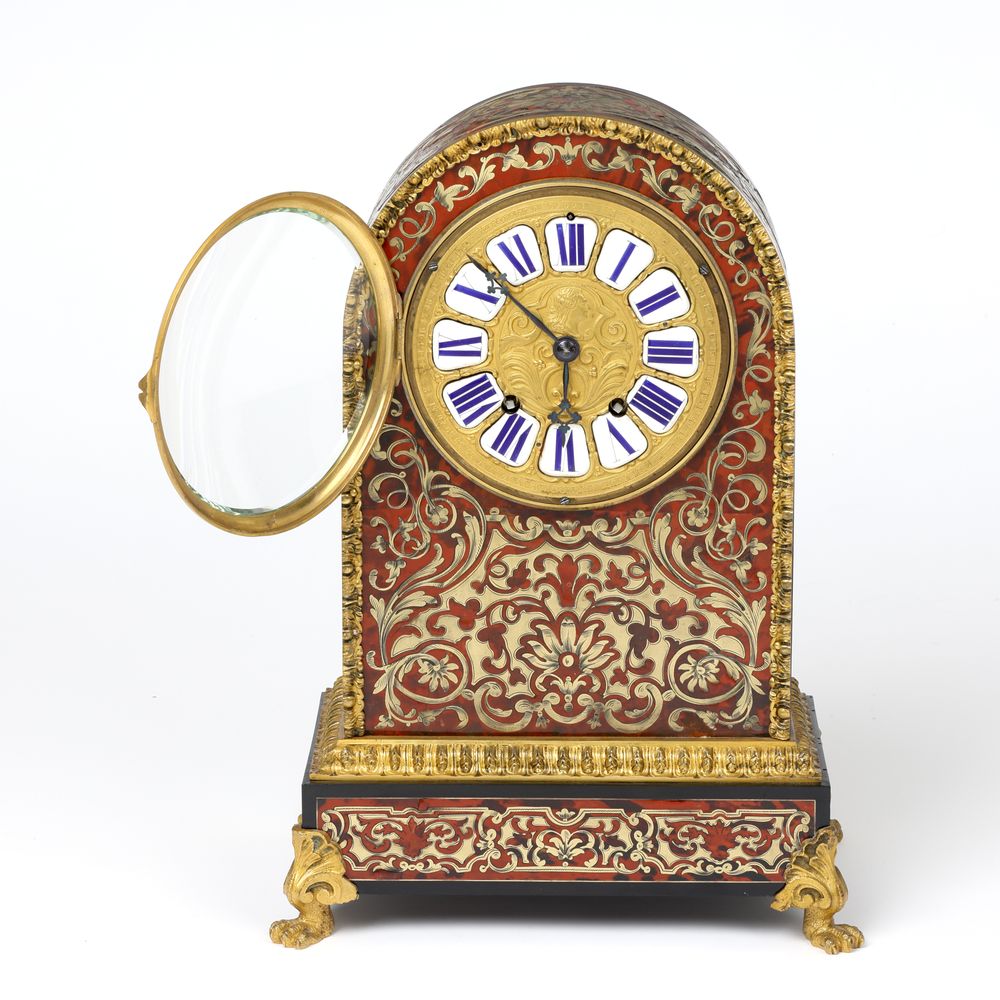 Red Tortoiseshell and Boulle Table or Mantle Clock