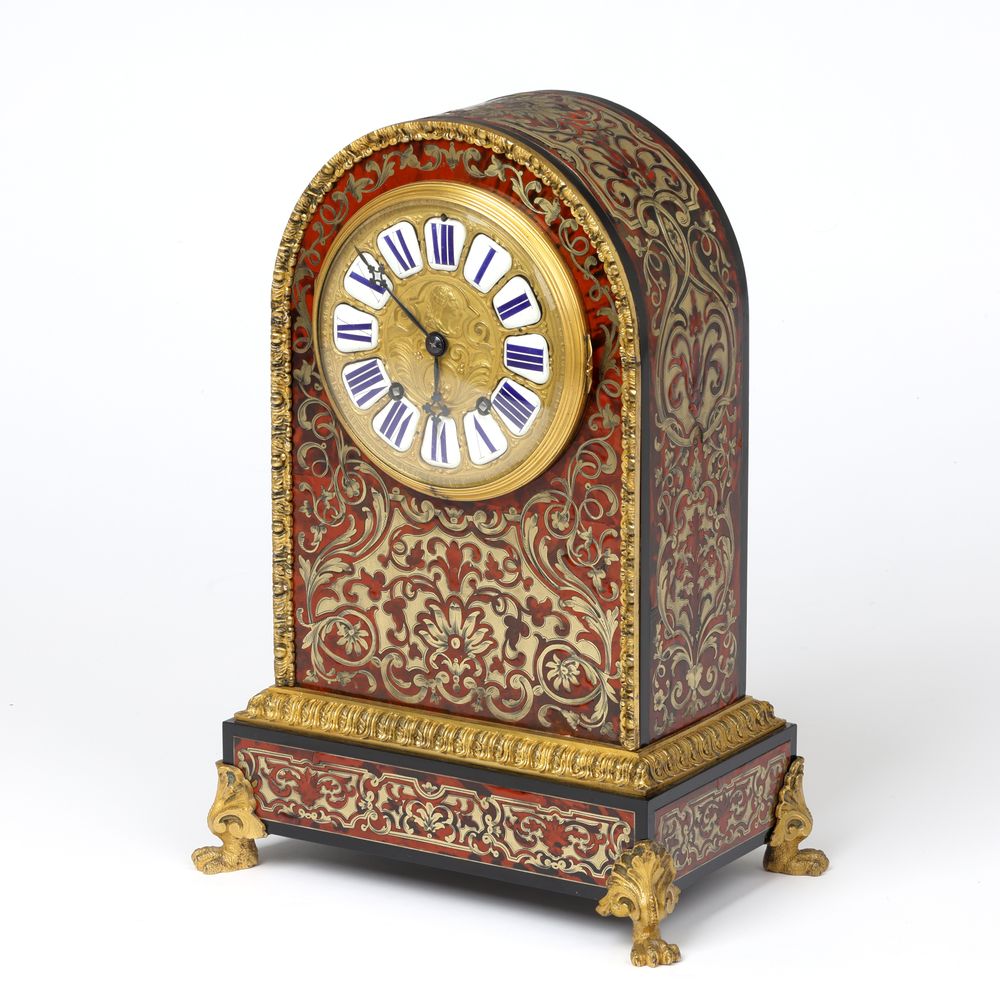 Red Tortoiseshell and Boulle Table or Mantle Clock