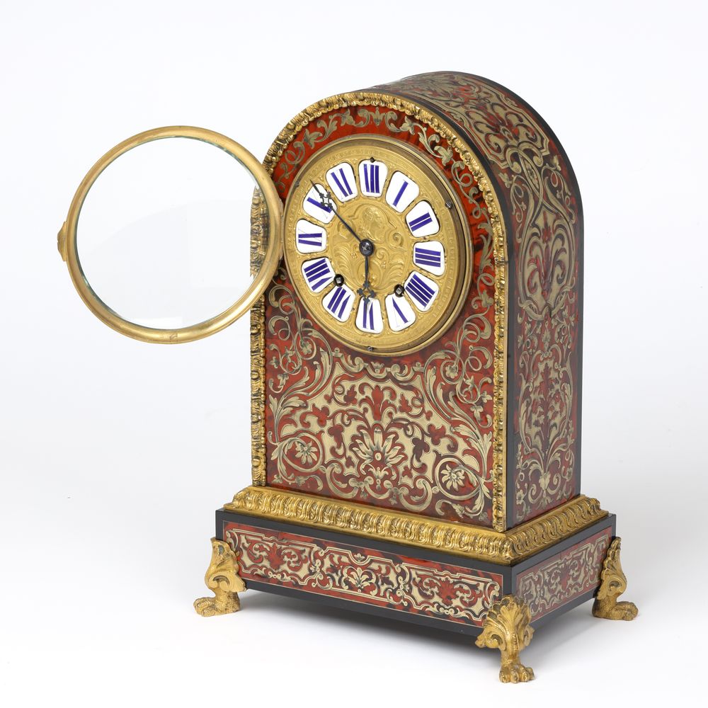 Red Tortoiseshell and Boulle Table or Mantle Clock