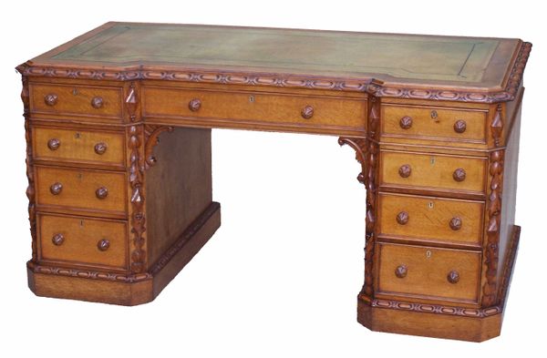 Antique Oak Pedestal Desk