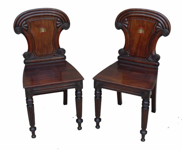 Regency Mahogany Pair Hall Chairs