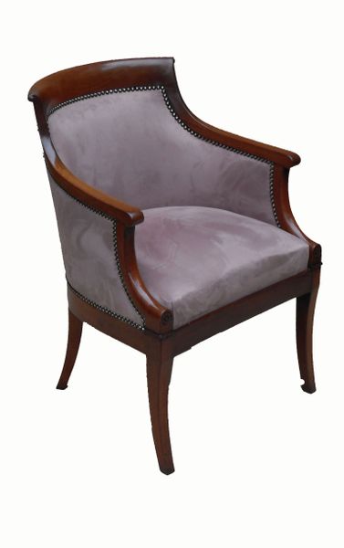 Antique Mahogany Continental Bergere Type Armchair