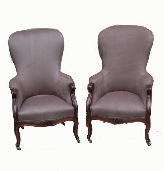 Antique Mahogany Pair Of Library Arm Chairs