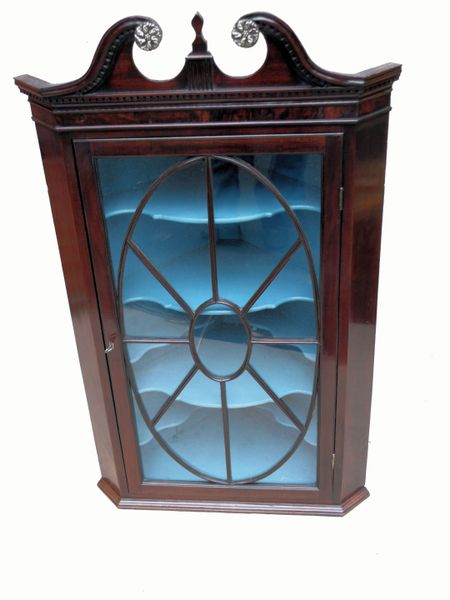 Antique Georgian Mahogany Corner Cupboard Cabinet