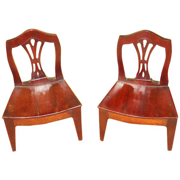 Rare 18th Century Pair of Miniature Mahogany Chairs