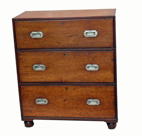 Antique Mahogany Campaign Military Chest