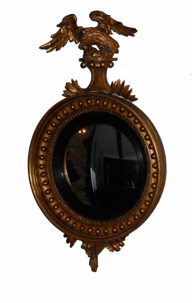 Antique Regency Period Gilt Convex Mirror