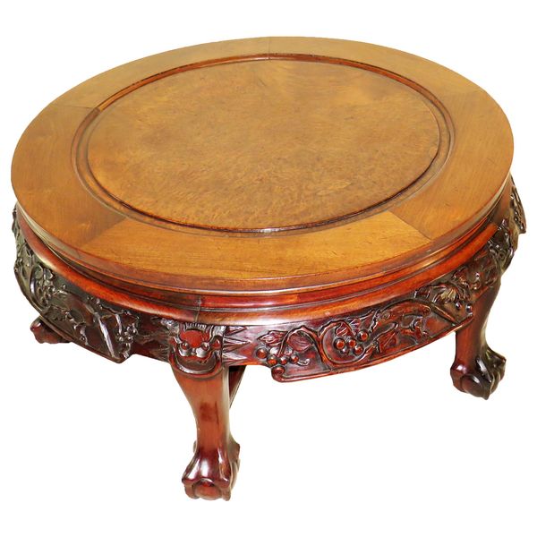 19th Century Oriental Hardwood Circular Coffee Table