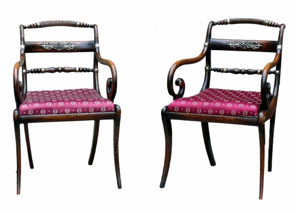 Antique Regency Rosewood Simulated Carver Chairs