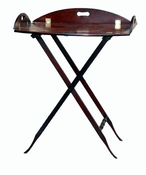 Antique Mahogany Folding Butlers Tray On Stand
