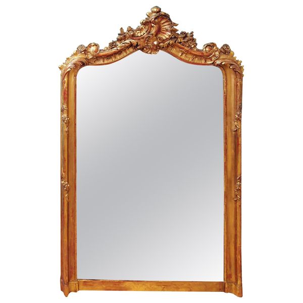 19th Century French Gilt Overmantle Mirror