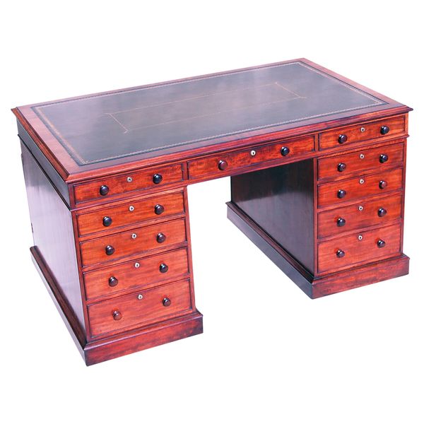 English 19th Century Regency Mahogany Pedestal Partners Desk