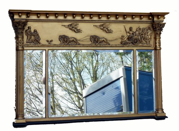 Antique Gilt Wood Overmantle Mirror