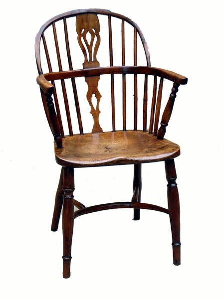 Antique Yew Wood Low Back Windsor Armchair