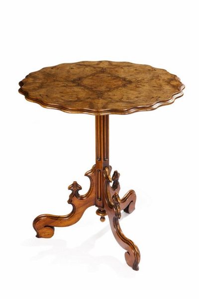 Antique Victorian French Walnut Tripod Lamp Table
