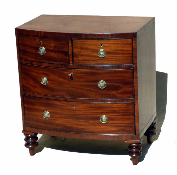 Antique Regency Bowfronted Chest Of Drawers