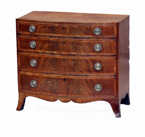 Antique Georgian Mahogany Bow Front Chest Of Drawers