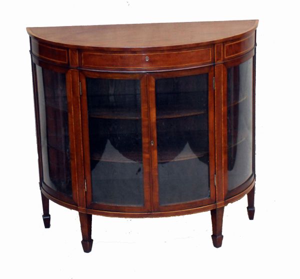 Antique Mahogany Demi Lune Display Cabinet