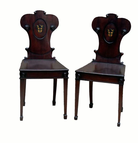 Antique Mahogany Regency Hall Chairs