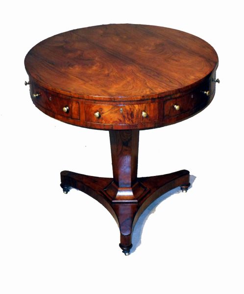 Antique Regency Period Rosewood Drum Table