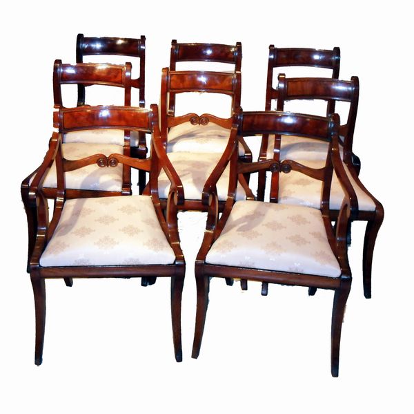 Antique Regency Set Of Eight Dining Chairs