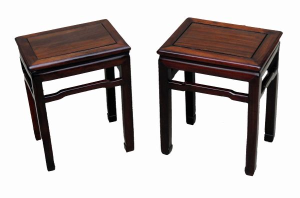 Antique Oriental Pair Of Hardwood Coffee Table Stands