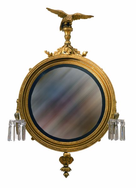 Antique Regency Large Gilt Convex Mirror