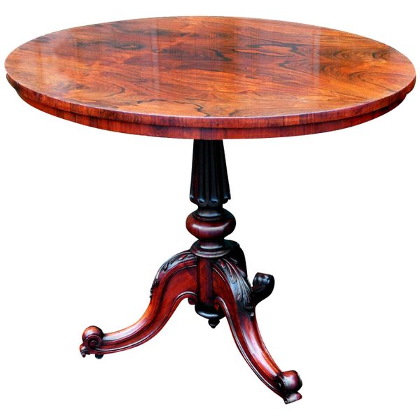 19th Century English Rosewood Oval Lamp Table